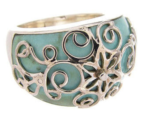 Southwestern Jewelry Turquoise Sterling Silver Ring Size 4-3/4 YS61019