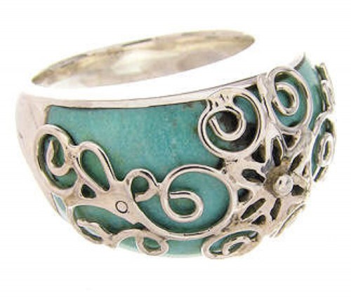 Turquoise Silver Southwestern Jewelry Ring Size 6-3/4 YS61054