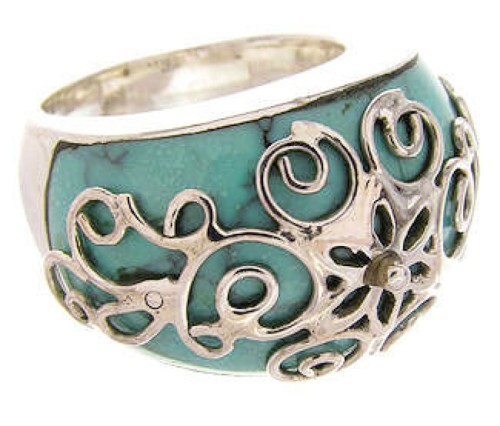 Silver Turquoise Jewelry Southwestern Ring Size 4-3/4 YS61070