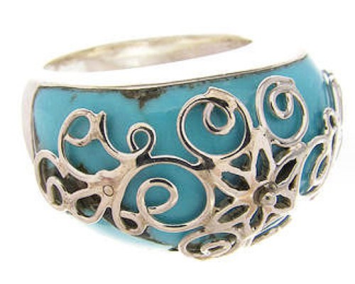 Turquoise Silver Jewelry Southwest Ring Size 6-3/4 YS61084