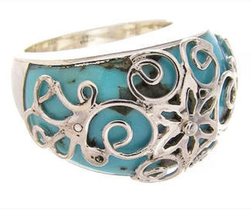 Southwest Silver Turquoise Ring Size 4-3/4 YS61106