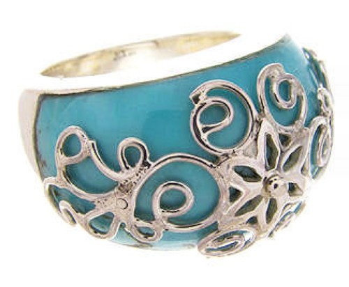 Southwest Jewelry Turquoise and Sterling Silver Ring Size 5 YS61127