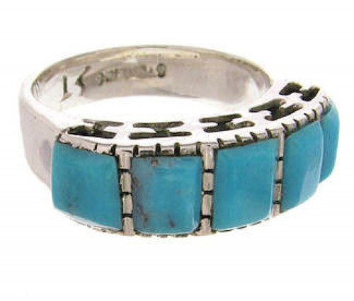 Southwest Turquoise Silver Jewelry Ring Size 4-3/4 MW63928