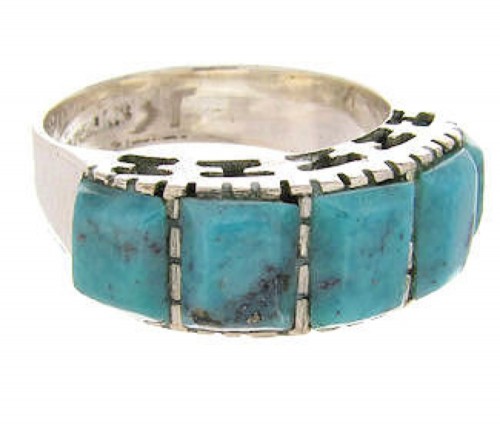 Turquoise Jewelry Southwest Sterling Silver Ring Size 6-1/4 MW63984