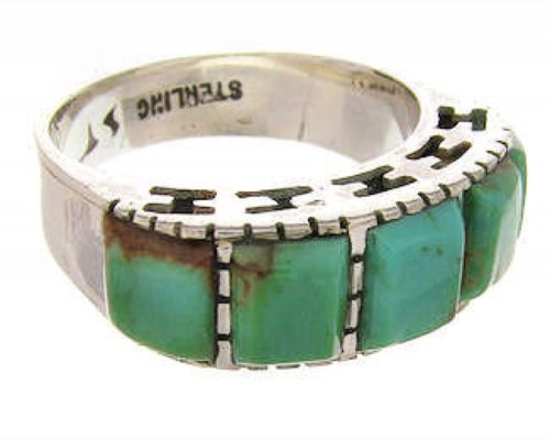 Southwest Turquoise Sterling Silver Jewelry Ring Size 4-3/4 MW64036
