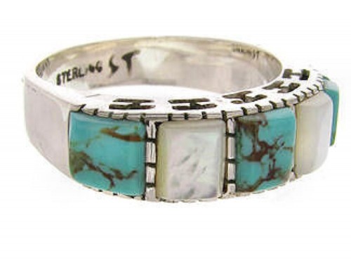 Turquoise Mother Of Pearl Silver Southwest Ring Size 6-1/4 MW64098