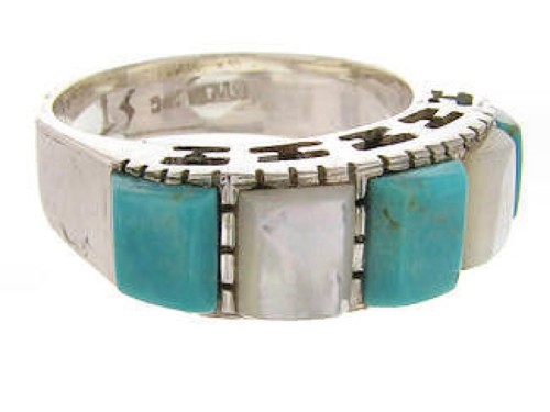 Mother Of Pearl Turquoise Southwest Jewelry Ring Size 4-3/4 MW64133