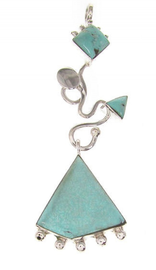 Turquoise And Sterling Silver Southwest Pendant IS59860