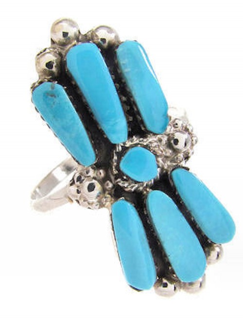 Zuni Turquoise And Sterling Silver Ring Size 6-1/2 RX111808