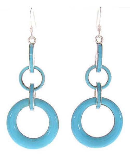 Turquoise Sterling Silver Hook Earrings Southwest Jewelry IS59788