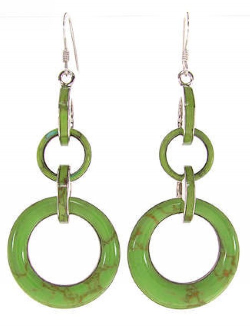 Gaspeite And Silver Hook Dangle Earrings IS59765