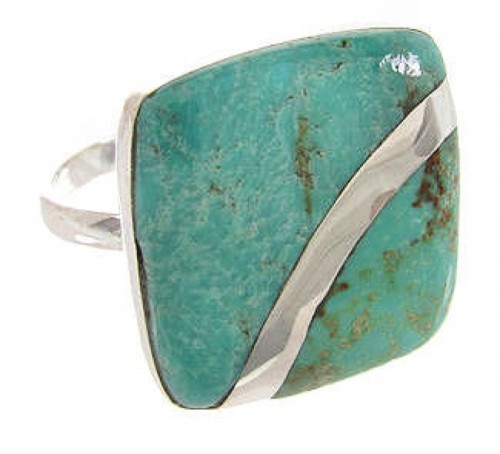 Turquoise Jewelry Silver Ring Size 7-1/4 MW63751