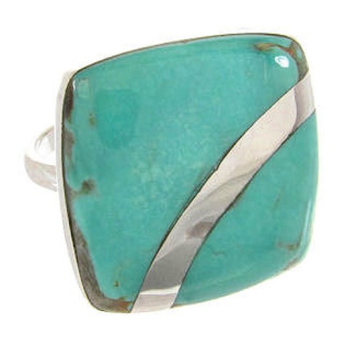 Southwest Turquoise Silver Ring Size 7-1/2 MW63806