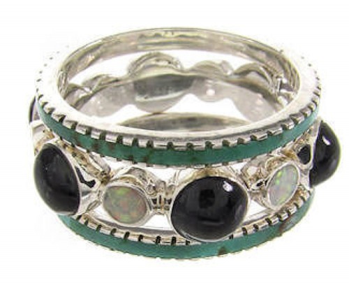 Silver Southwest Multicolor Stackable Ring Set Size 7-3/4 BW64011