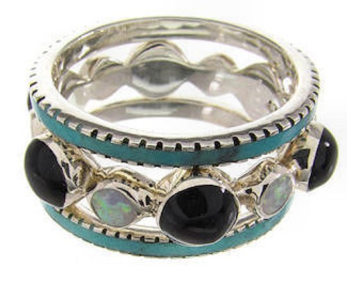 Multicolor Silver Southwest Stackable Ring Set Size 8-1/4 BW64028