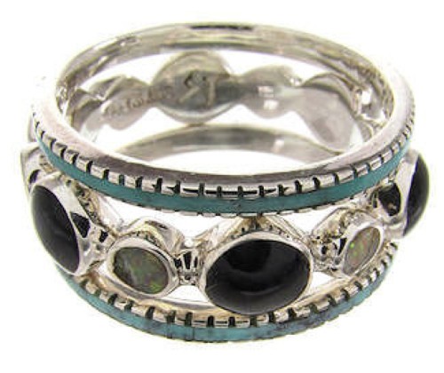 Sterling Silver Multicolor Southwest Stackable Ring Set Size 5 BW64221