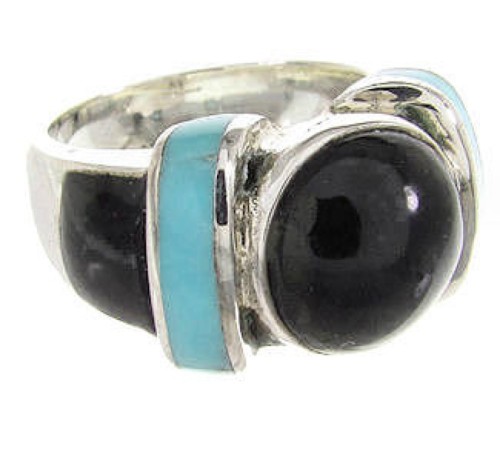 Turquoise And Jet Southwest Jewelry Ring Size 4-3/4 BW62774