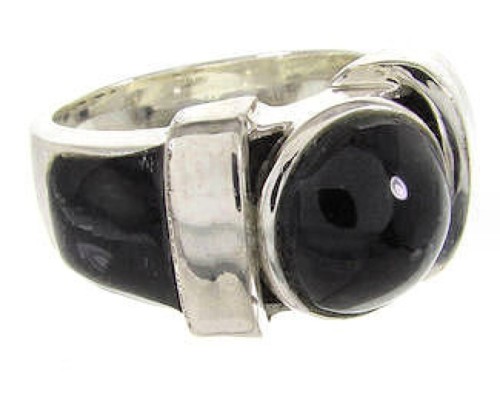 Jet Sterling Silver Southwestern Jewelry Ring Size 5-1/4 BW62913 