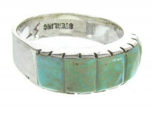 Turquoise Inlay Silver Ring Size 6-1/2 CW63615