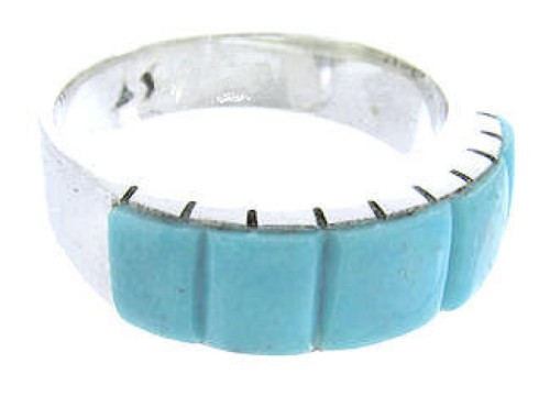 Southwestern Silver And Turquoise Ring Size 7-3/4 CW63679