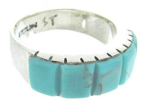 Silver And Turquoise Inlay Ring Size 6-1/2 CW63680