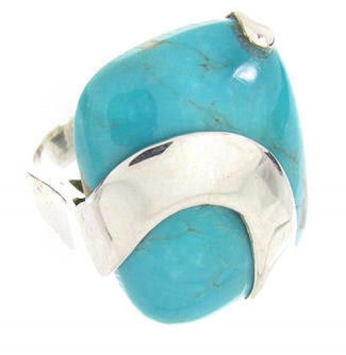 Silver And Turquoise Southwest Ring Jewelry Size 4-3/4 IS61213