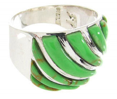 Gaspeite And Silver Jewelry Southwest Ring Size 7-1/4 YS61550