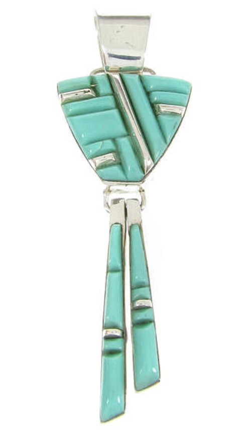 Southwest Turquoise Sterling Silver Dangle Pendant YS60725