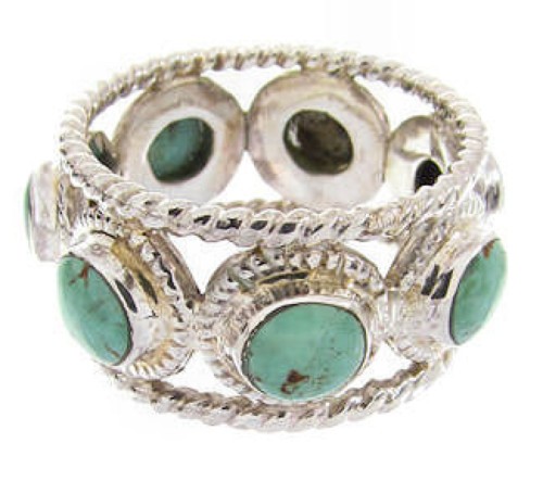 Southwestern Turquoise and Silver Ring Size 5-1/4 PS61512