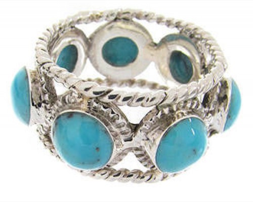 Southwestern Turquoise Sterling Silver Ring Size 8-1/4 PS61519