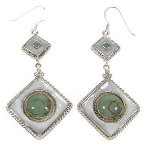 Turquoise Mother of Pearl Silver Earrings PS62124