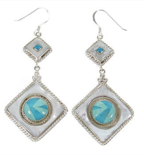 Sterling Silver Turquoise Mother of Pearl Earrings PS62151