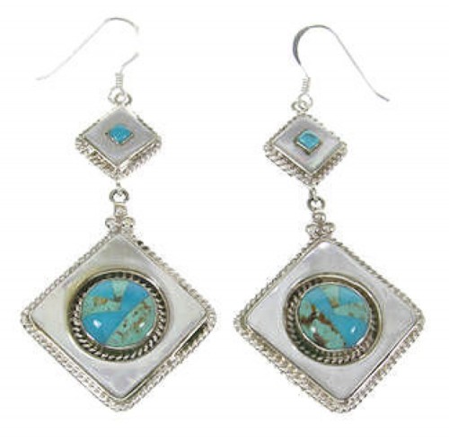 Mother of Pearl Sterling Silver Turquoise Earrings PS62167