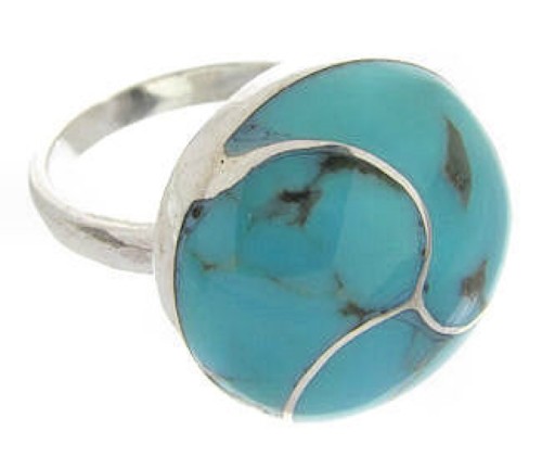 Southwest Sterling Silver Turquoise Inlay Jewelry Ring Size 6 YS63436
