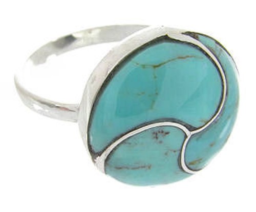 Southwest Sterling Silver Turquoise Jewelry Ring Size 8-1/2 YS63448