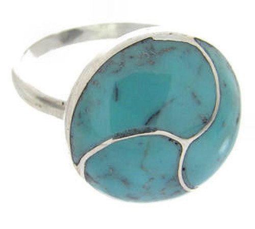 Turquoise Inlay Silver Southwest Ring Size 8-1/2 YS63481