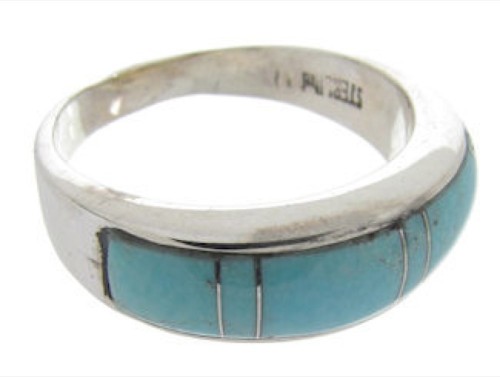 Sterling Silver And Turquoise Inlay Ring Size 5-3/4  DW62923