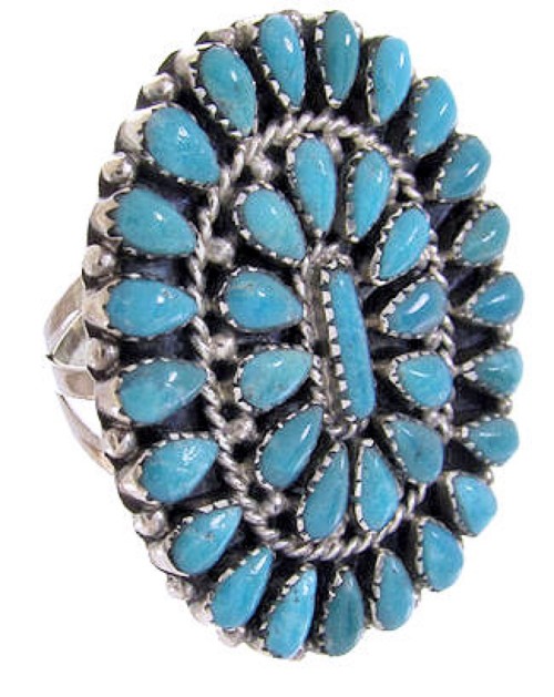 Turquoise And Sterling Silver Southwest Ring Size 6-1/4 AW64530