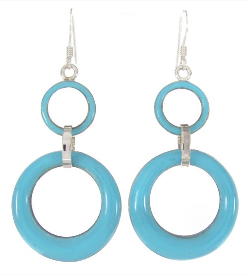 Turquoise Sterling Silver Hook Earrings Southwest Jewelry ZW61586