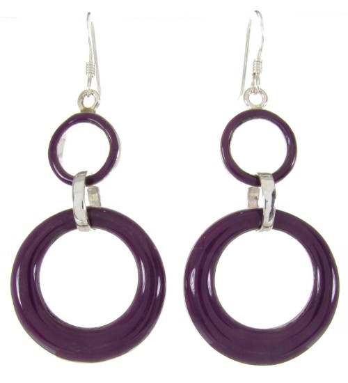 Silver Sugilite Hook Earrings Southwest Jewelry ZW61601  