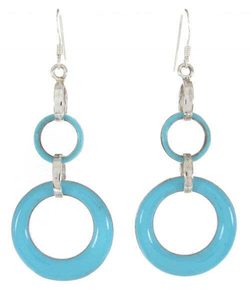 Turquoise Sterling Silver Hook Earrings ZW61649 