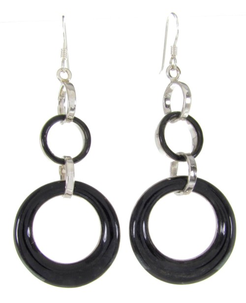 Southwest Onyx Hook Earrings Jewelry ZW61691