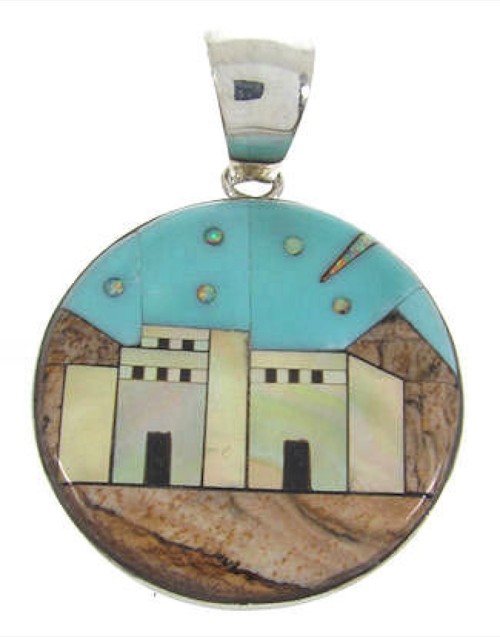 Native American Village Design Multicolor Jewelry Pendant YS63101