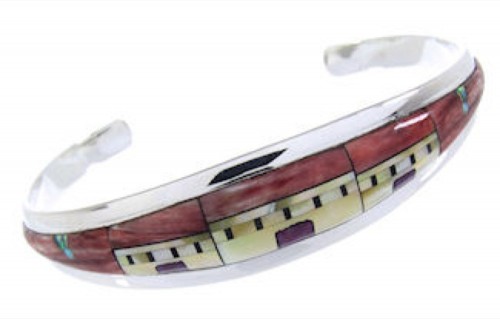 Multicolor Native American Village Design Cuff Bracelet YS66675