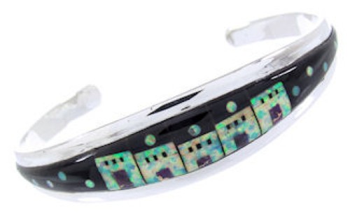 Multicolor Silver Native American Village Design Cuff Bracelet YS66672