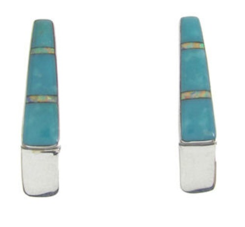 Turquoise And Opal Post Earrings Sterling Silver Jewelry IS62382