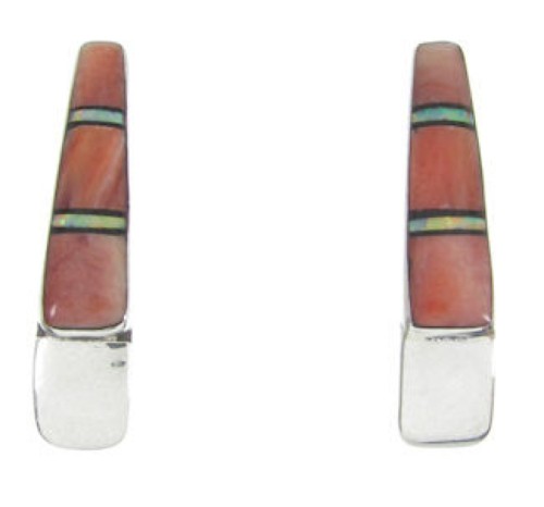 Southwest Red Oyster Shell And Opal Post Earrings IS62389