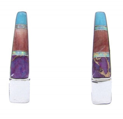 Southwestern Sterling Silver Multicolor Earrings PS63334