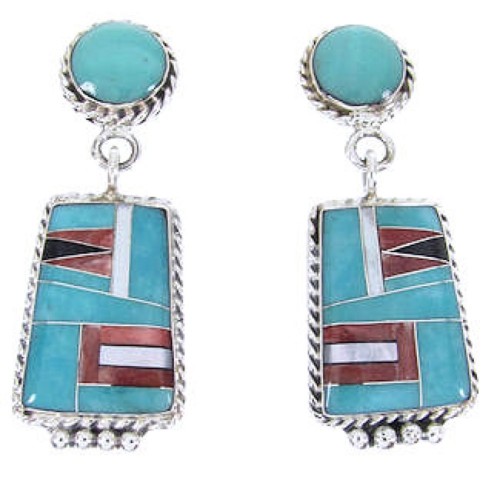 Post Dangle Sterling Silver Multicolor Earrings JW63167