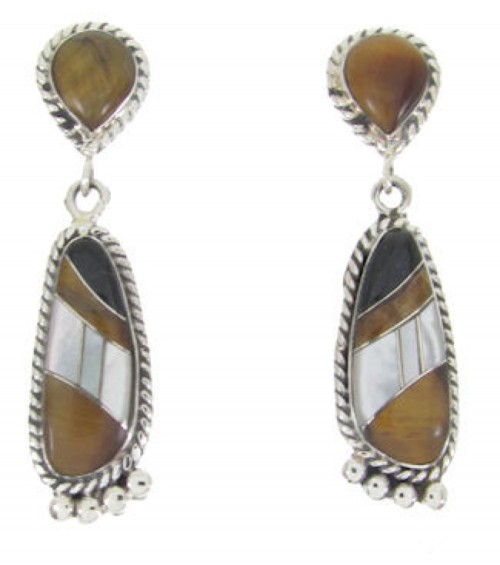 Sterling Silver Multicolor Inlay Southwest Earrings PS63104